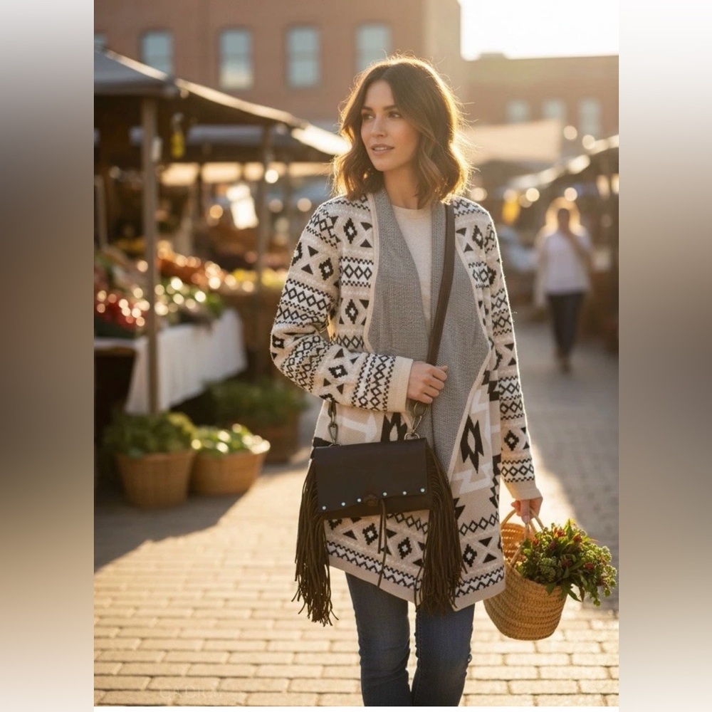 Rustic Tennessee Cowhide Conceal Carry Leather Fringe Crossbody Bag Purse